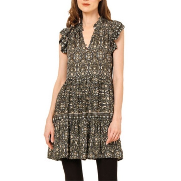 TUCKERNUCK OMIKA Wilora Double Ruffle Sleeve Mini Dress, Malia Pistachio Large - Picture 8 of 16